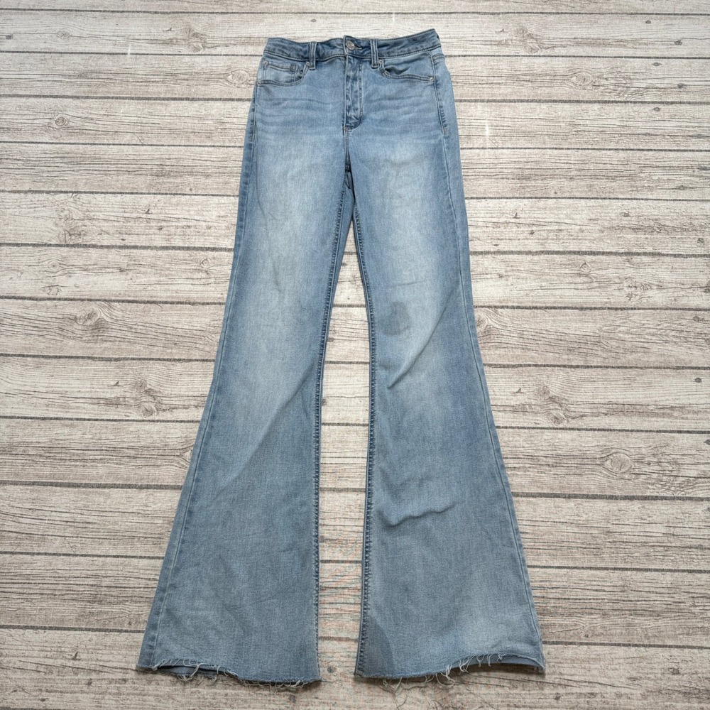 Garage Jeans Women's 3/26 Blue Denim Flare High Rise Slim Fit Bell Bottoms Retro